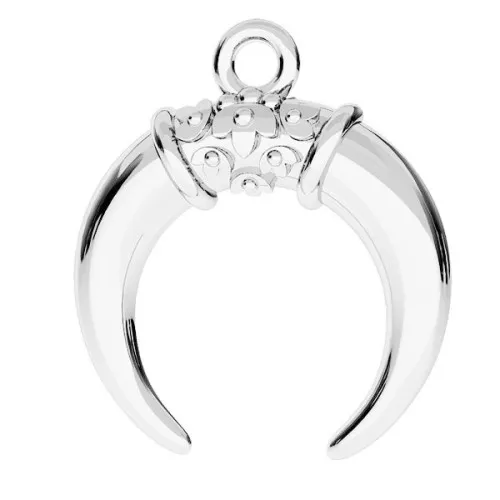 Ciondolo corno mezzaluna con fiore 17x14.5 mm in Argento 925 x1