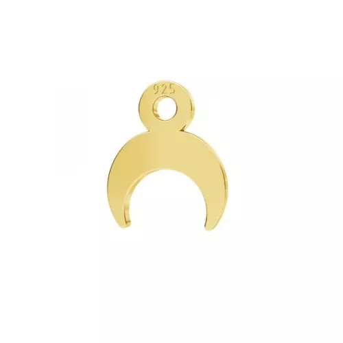 Ciondolo mini corno mezza luna 8.5x7 mm in Argento 925 dorato all'oro fino x1