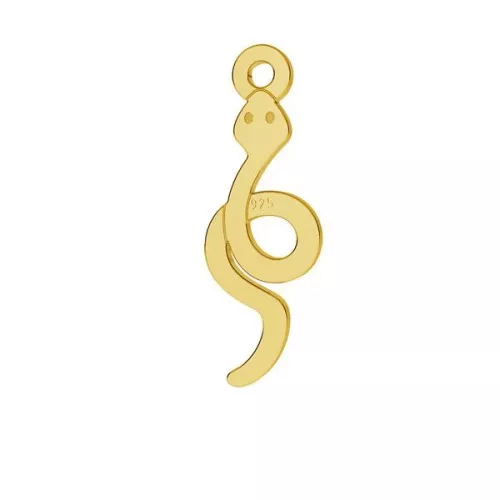 Ciondolo serpente 16x5.5 mm in Argento 925 dorato all'oro fino x1