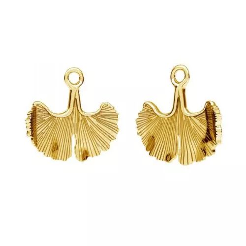 Ciondolo foglia di ginkgo 15.5x15 mm in Argento 925 dorato all'oro fino x1