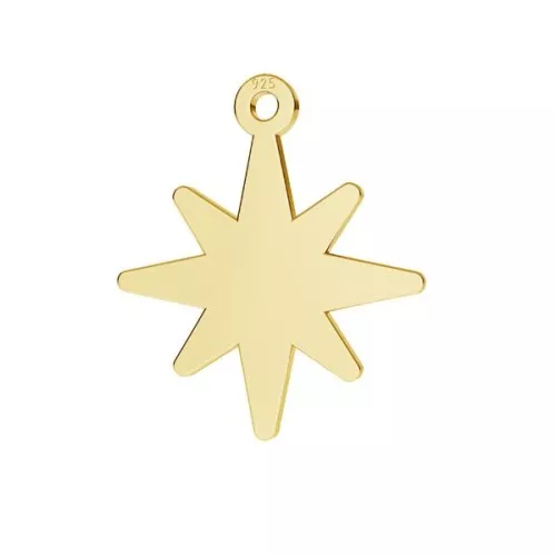 Pendente stella del nord 16x14 mm - Argento 925 dorato all'oro fino x1