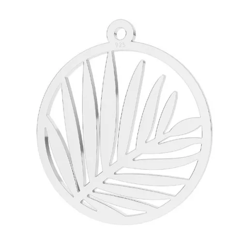 Pendente rotondo foglia di palma traforata 20x18 mm - Argento 925 x1