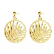 Pendente rotondo foglia di palma traforata 20x18 mm - Argento 925 x1