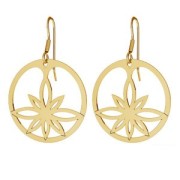 Pendente rotondo fiore di loto traforata 30 mm - Argentoato 925 Dorato all'oro fino x1