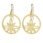 Pendente rotondo fiore di loto traforata 30 mm - Argentoato 925 Dorato all'oro fino x1