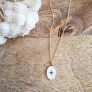 Ciondolo ovale luna in resina epossidica 17x11 mm - Blu - Argento 925 Dorato x1