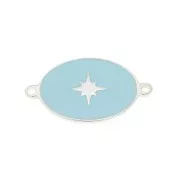 Intercalare ovale stella in resina epossidica 19x11 mm - Blu - Argento 925 x1