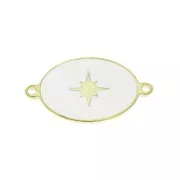 Intercalare ovale stella in resina epo. 19x11mm Bianco - Argento 925 Dorato x1