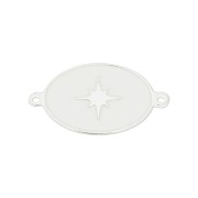 Intercalare ovale stella in resina epo. 19x11 mm -Bianco - Argento 925 x1