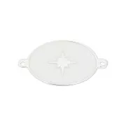 Intercalare ovale stella in resina epo. 19x11 mm -Bianco - Argento 925 x1