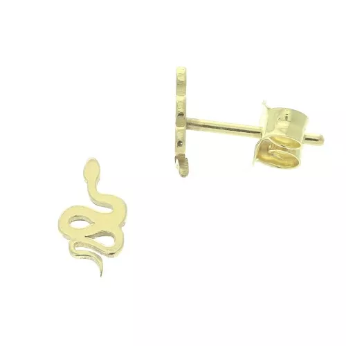 Chiodi di orecchie minimalisti serpente 9x5 mm in Argento 925 Dorato x2
