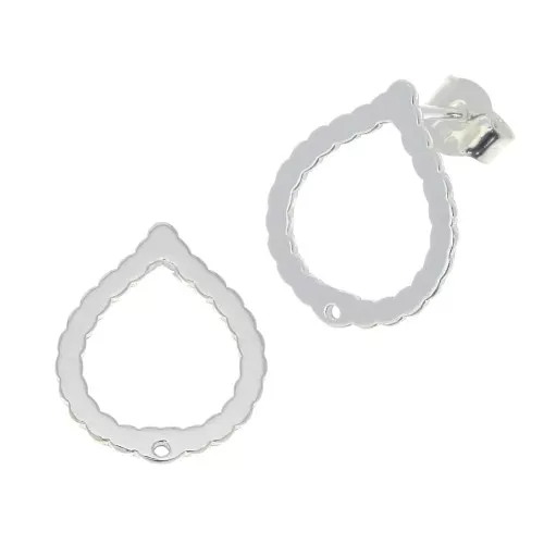 Chiodi di orecchie goccie con un foro 16x13 mm in Argento 925 x2