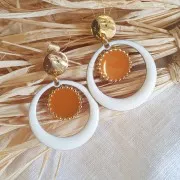 Pendentes - orecchini en ottone resina epossidica 28 mm - Bianco x4