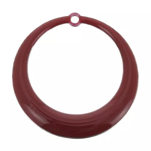 Pendenti rotondi scavati in resina epossidica 28 mm - Rosso scuro x4