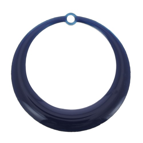 Pendentes rotondo scavato in resina epossidica 28 mm - Blu notte x4
