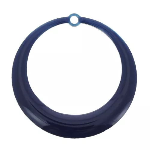 Pendentes rotondo scavato in resina epossidica 28 mm - Blu notte x4