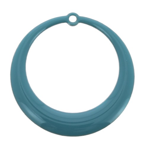 Pendentes rotondo scavato in resina epossidica 28 mm - Turchese x4