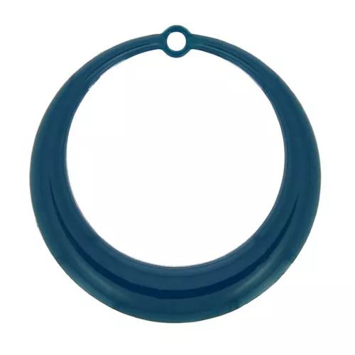 Pendentes rotondo scavato in resina epossidica 28 mm - Blu Anatra x4
