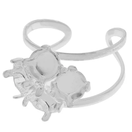 Anello 4 castoni mm. 6 colore argentato  x1