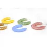 Creole piatte - effetto marmo- in acrilico 47 mm - Rosa - Bianco x2