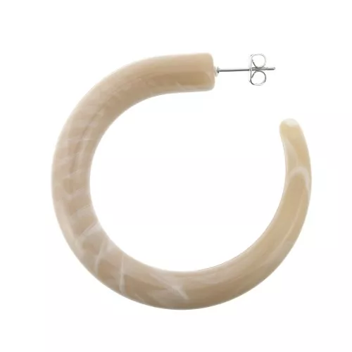 Creole spesse filo rotondo in acrilico effetto marmo 52 mm - Sabbia - Bianco x2