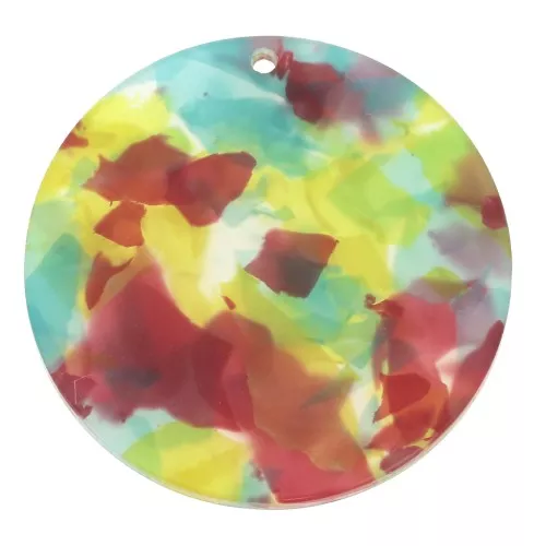 Pendente rotondo in plexiglas 39 mm squama di tartaruga - Multicolore x1