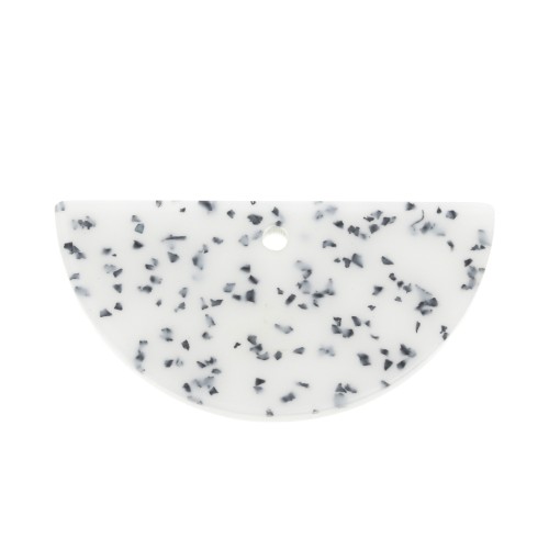 Pendente mezza-luna in resina 20x39.5 mm - Terrazzo Bianco e Nero x1