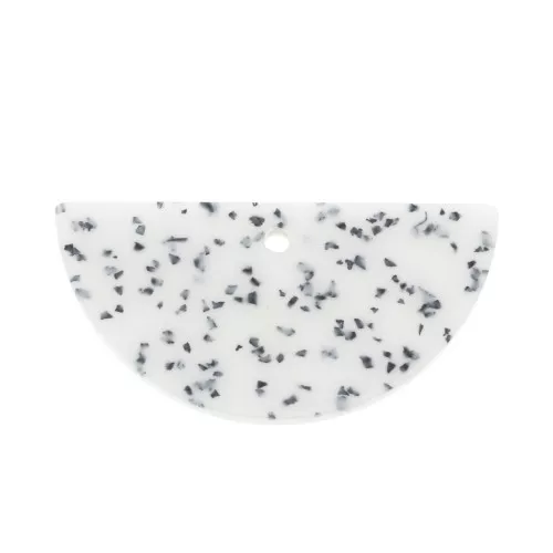 Pendente mezza-luna in resina 20x39.5 mm - Terrazzo Bianco e Nero x1