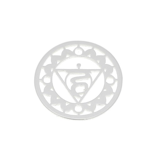Intercalare rotondo 15 mm Chakra n°5 - Gola - Argento 925 x1