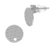 Chiodi di orecchie disco lavorato 10 mm con un foro - Acciaio inossidabile 304L x2