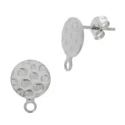 Chiodi di orecchie disco martellato 10 mm anello chiuso Acciaio inox 304L x2