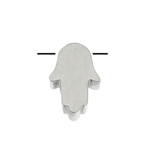 Passante - Perl mano Fatma 8x5.5 mm per cordone 1.5 mm - Acciaio inossidabile x1