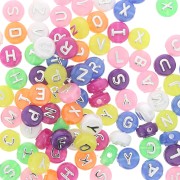 Assortimento di 100 perline- Lettere -in rilievo 9.5 mm - Multicolore|raw }}