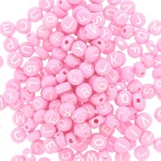 Assortimento di 200 perline- Lettere - 7 mm Rosa - Bianco
