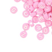 Assortimento di 200 perline- Lettere - 7 mm Rosa - Bianco