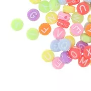 Assortimento di 200 perline- Lettere - 7 mm Multicolore - Bianco