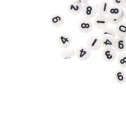 Assortimento di 100 perline- Cifra rotonde - 7 mm Bianco - Nero