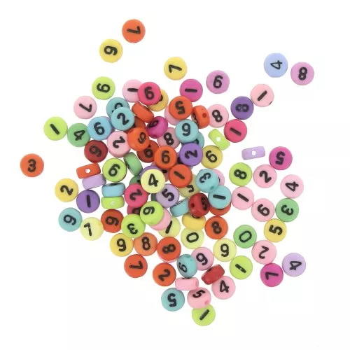 Assortimento di 100 perline-Cifra - 7 mm Nero - Multicolore