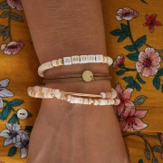 Assortimento di 200 perle lettere alfabeto cubi 6 mm - Bianco - Dorato