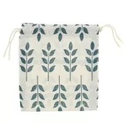 Sacchetti in lino modello foglie per regalo bijoux 145x160 mm Beige - Verde x2