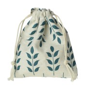 Sacchetti in lino modello foglie per regalo bijoux 145x160 mm Beige - Verde x2