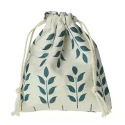 Sacchetti in lino modello foglie per regalo bijoux 145x160 mm Beige - Verde x2