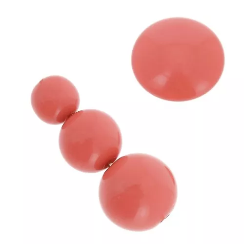Assortimento di 26 perle e 2 cabochon in resina opaca 6-8-10mm - Rosso corallo