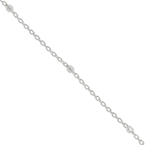Catena maglia forzatina con sfera sfaccetta 2 mm(1x2)Argento 925 x cm.50