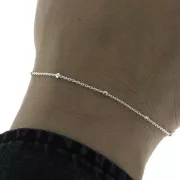 Catena maglia forzatina con sfera sfaccetta 2 mm(1x2)Argento 925 x cm.50