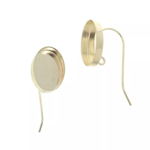 Ganci di orecchie ovali portacabochon 14x10mm - anello aperto - Gold Filled x2