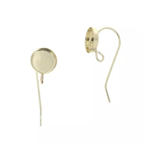 Ganci di orecchie rotondi portacabochon 8 mm - anello aperto - Gold Filled x2