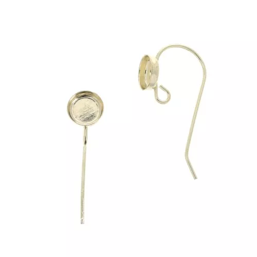 Ganci di orecchie rotondi portacabochon 6 mm - anello aperto - Gold Filled x2