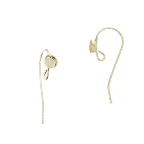 Ganci di orecchie rotondi portacabochon 4 mm - anello aperto - Gold Filled x2