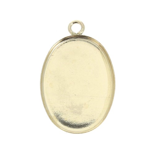 Pendente ovale per cabochon fondo piatto 18x13 mm - Gold filled x1